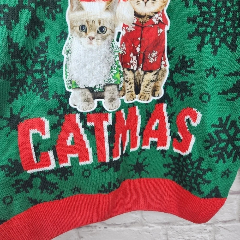Party Sweater Men's Meowy Catmas Ugly Christmas Sweater Sz Large - Picture 7 of 11